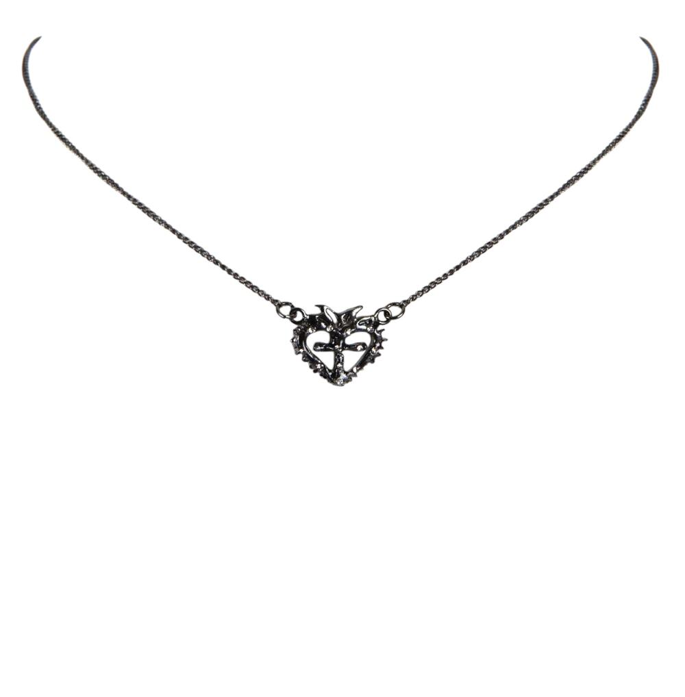VIRGINS SAINTS & ANGELS VSA Queen of Hearts Petite Crystal Logo Necklace in GM